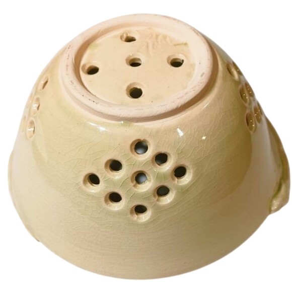 Beautiful 5.5" Ceramic Berry Colander with Artistic Design, Signed on Bottom - Picture 3 of 6
